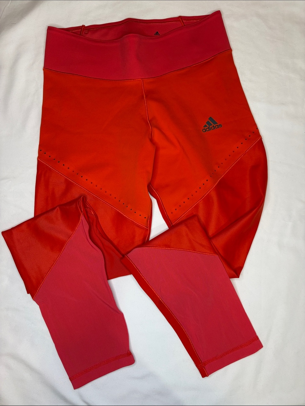 Adidas Bright Vibrant Neon Red Orange Pink Coral Mesh Panel Active Gym Running S